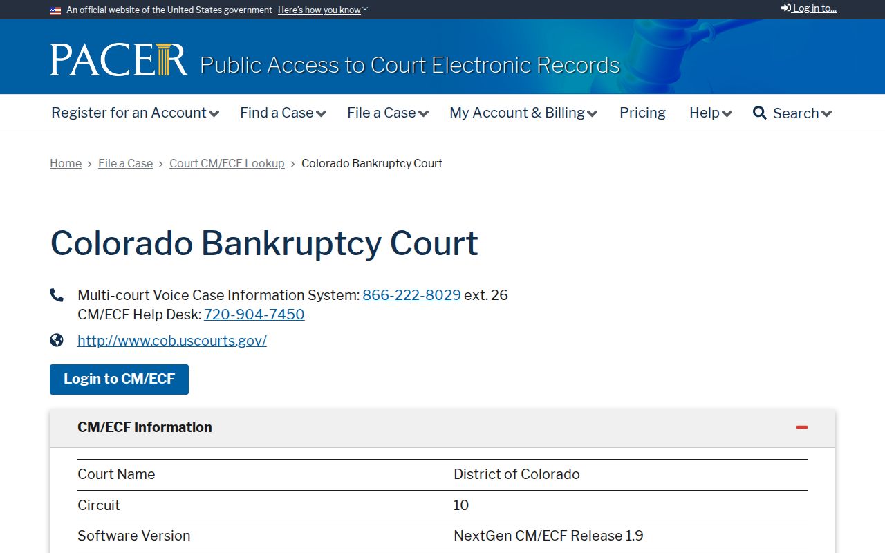 Arapahoe County court records federal bankruptcy PACER lookup