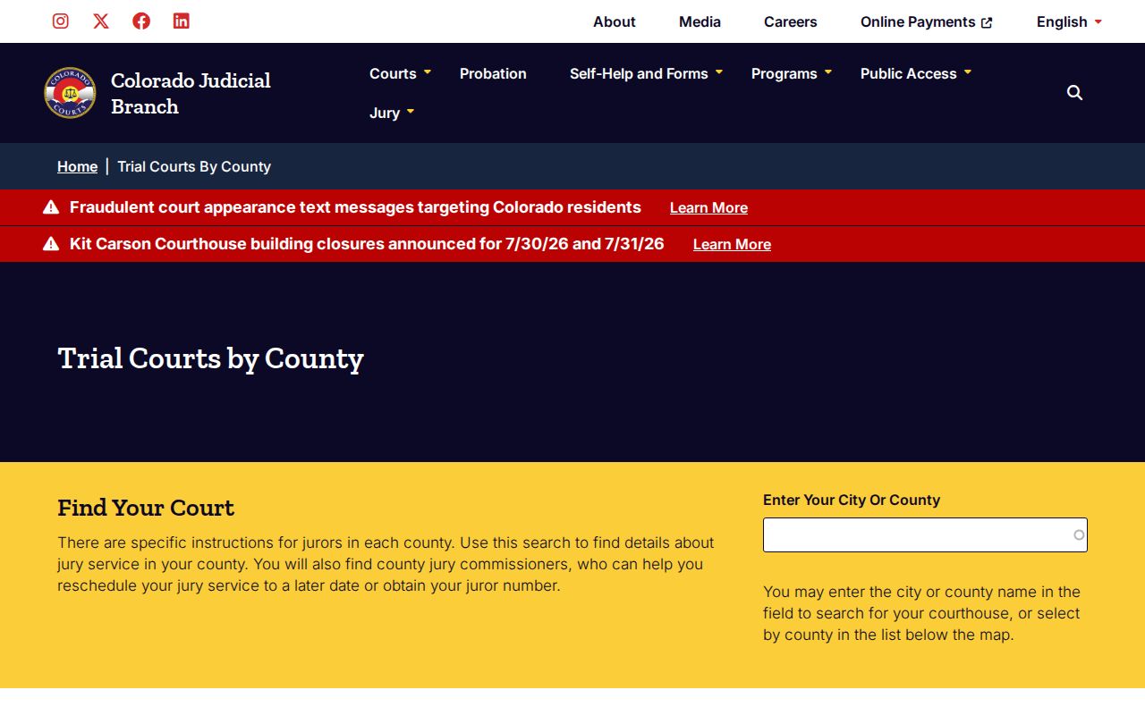 Arapahoe County court records trial court jurisdiction overview
