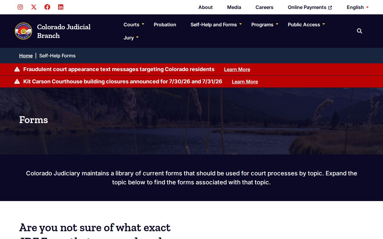 Arapahoe County marriage and divorce records Colorado Judicial Branch self-help forms