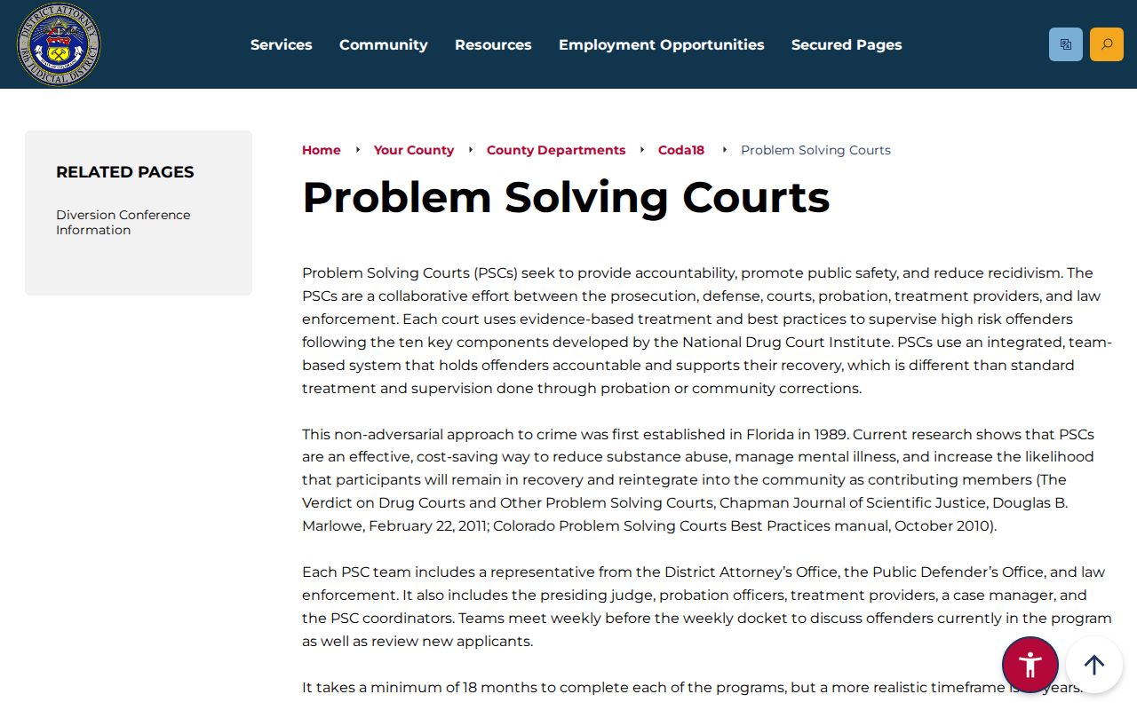 Arapahoe County traffic court records problem solving courts and DUI context